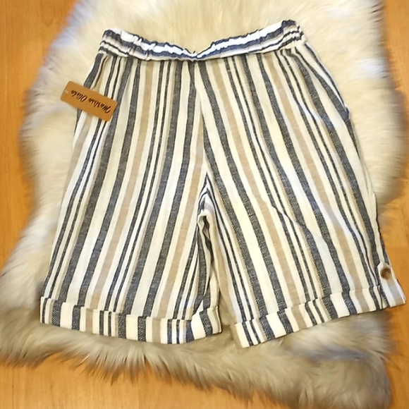 Marissa Olivia Linen Blend Striped Shorts-#1513 - Picture 8 of 12